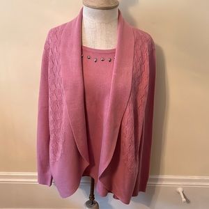 RED SALE! Dusty Pink Sag Harbor Ladies layered Sweater